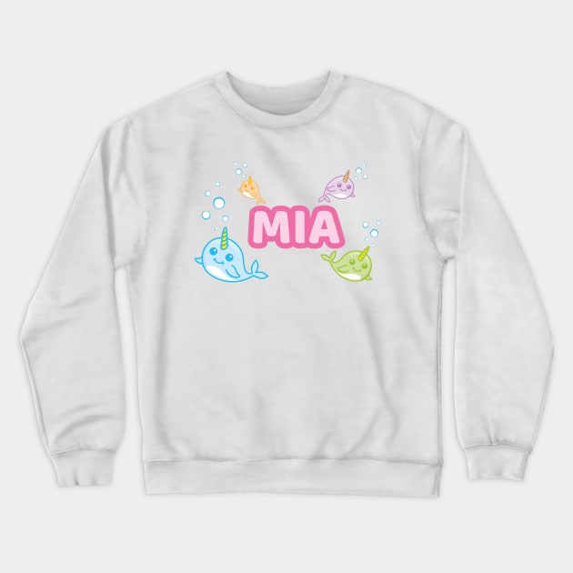 Personalised 'Mia' Narwhal (Sea Unicorn) Design Crewneck Sweatshirt by LTFRstudio